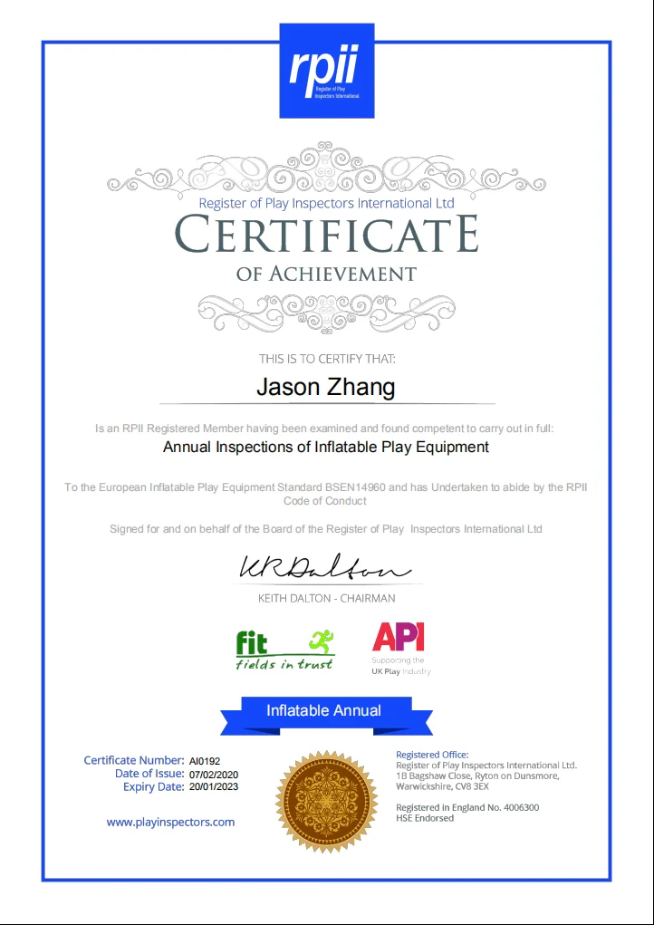 EN14960 certificate