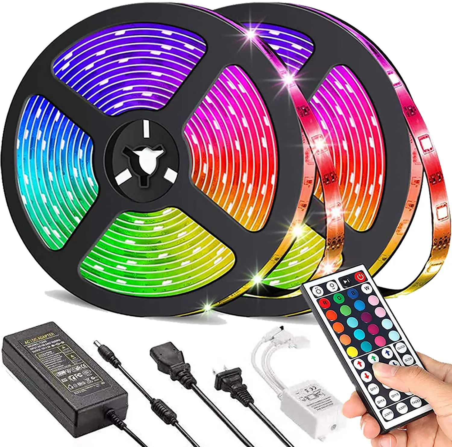 IP20 44 key IR remote controlled 5050 5M 150LED 12V  RGB LED strip with power adapter