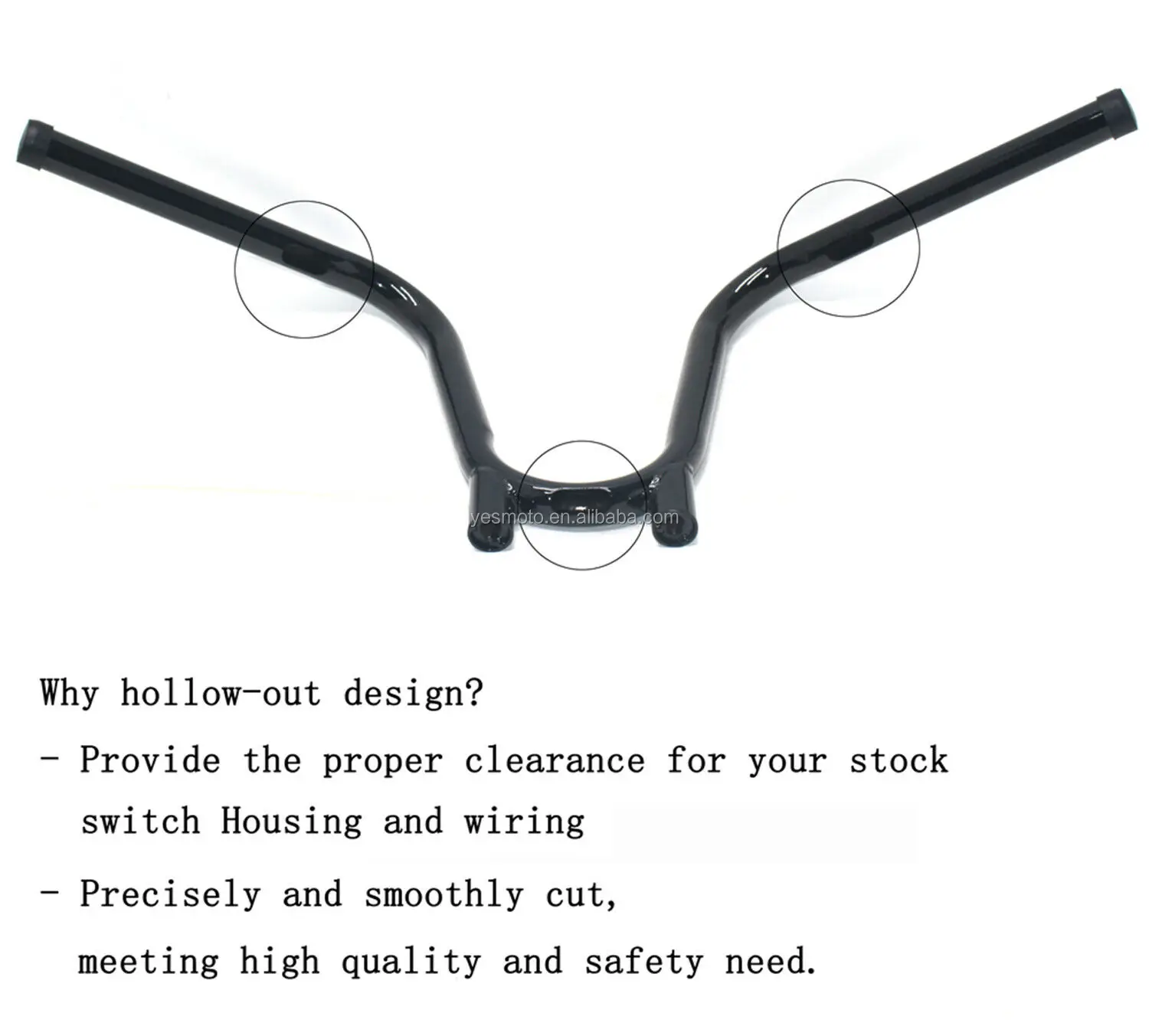 Motorcycle Handlebar Black 7/8" Bootlegger Handlebar Cut Out Black For