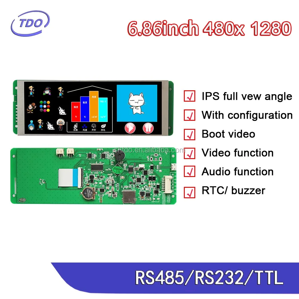 Ty068hwh11ct Tdo Uart Ctp 6 86 480x 1280 Intelligent Uart Lcd Display Bar Type With Rs232 Rs485 Ttl Shanghai Top Display Optoelectronics Co Ltd