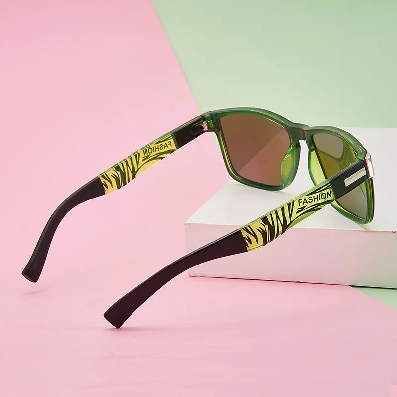 High Quality Fashion Amazon AliExpress Mirror Blue Square Polarized Men Sunglasses