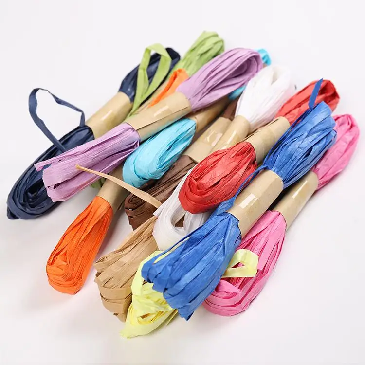 12 Color Twisted Raffia Paper String Stripes For Gift Packing And
