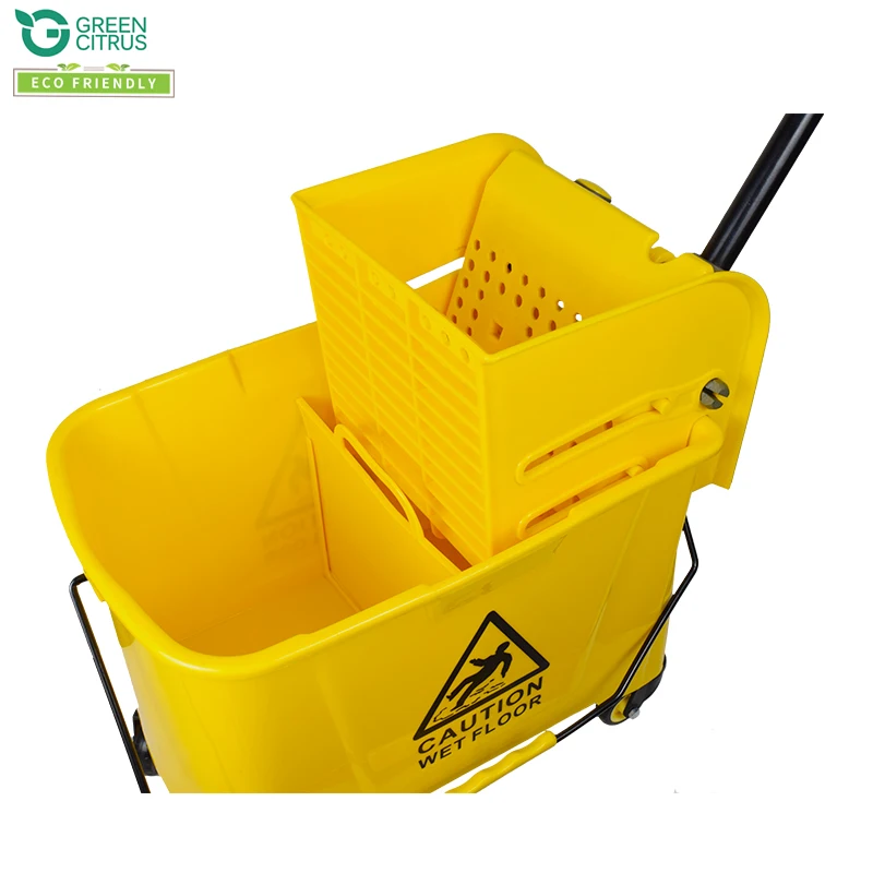Deluxe Yellow Mop Bucket & Side Press Wringer Combo With Wheel Buy