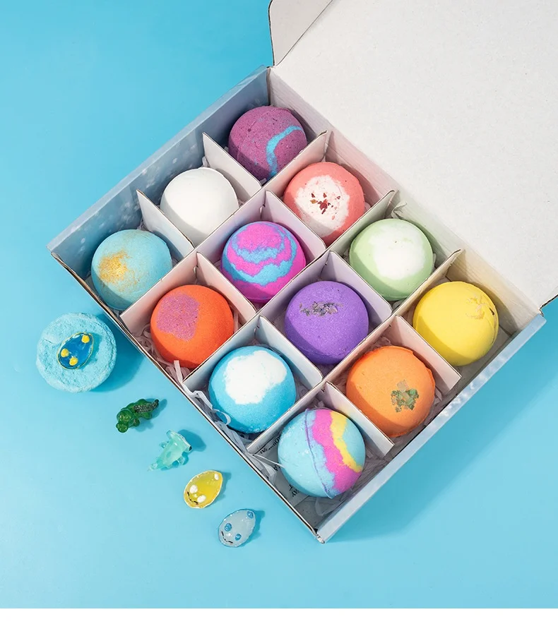 Handmade 60g*12 Children's Bath Fizzies Cross-Border Ocean-Themed Bath Salt Ball Set with Gift Box