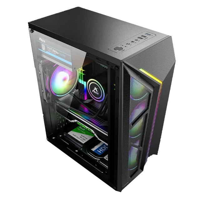 Mid-tower Computer Case With Rgb Led Strip,atx,,itx,7 Pci Slots,usb 2.0 