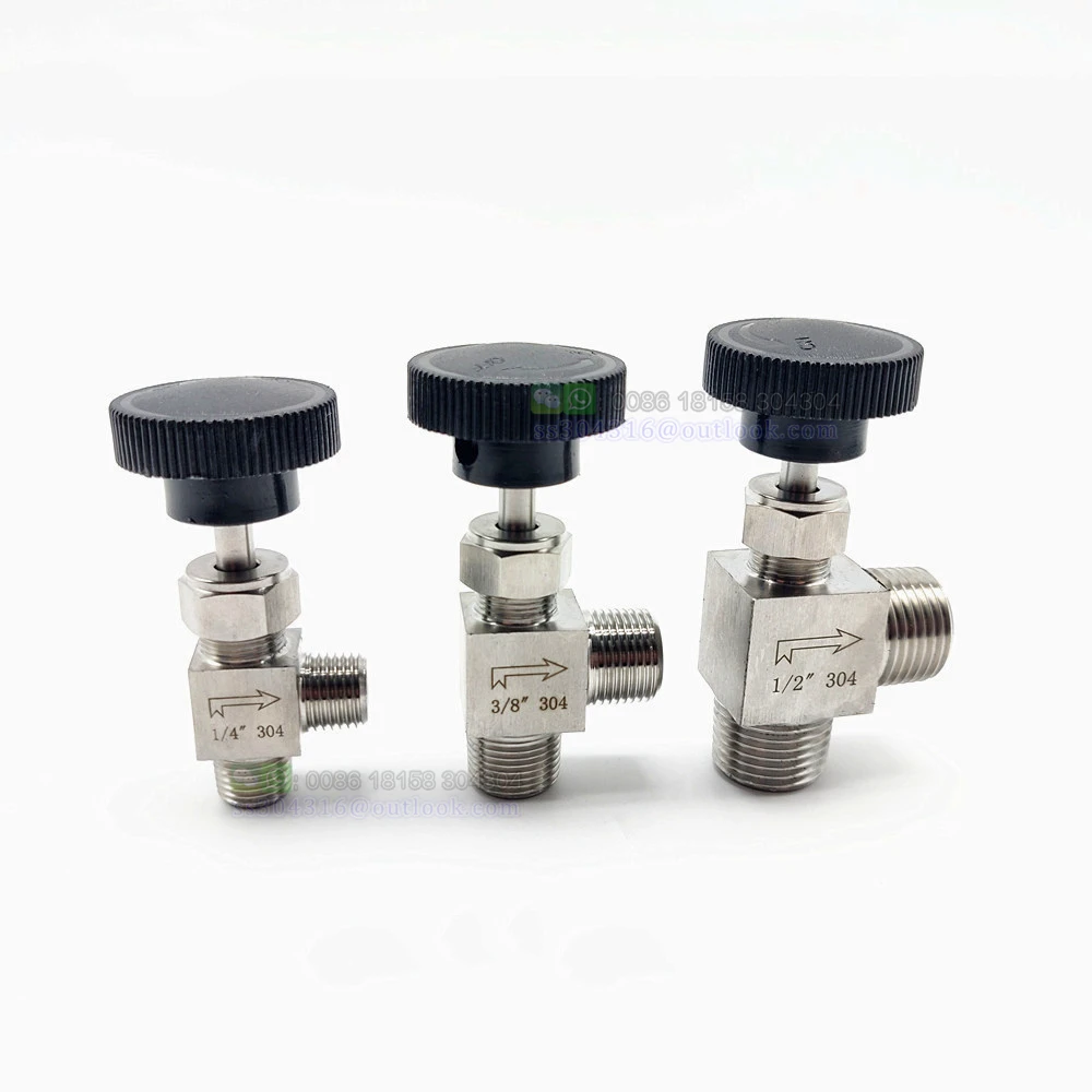 Sus304 Adjustable Right Angle Needle Valve 1/4" 1/2"male Thread Flow Control Shut Off Crane