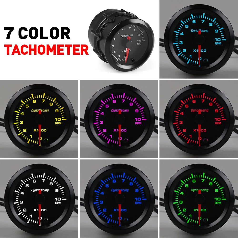 irene inevent 12V Car Automative Tachometer 7 Colors LED Backlight Pointer RPM Meter RPM 2 52mm Round Pointer Universal RPM Gauge 