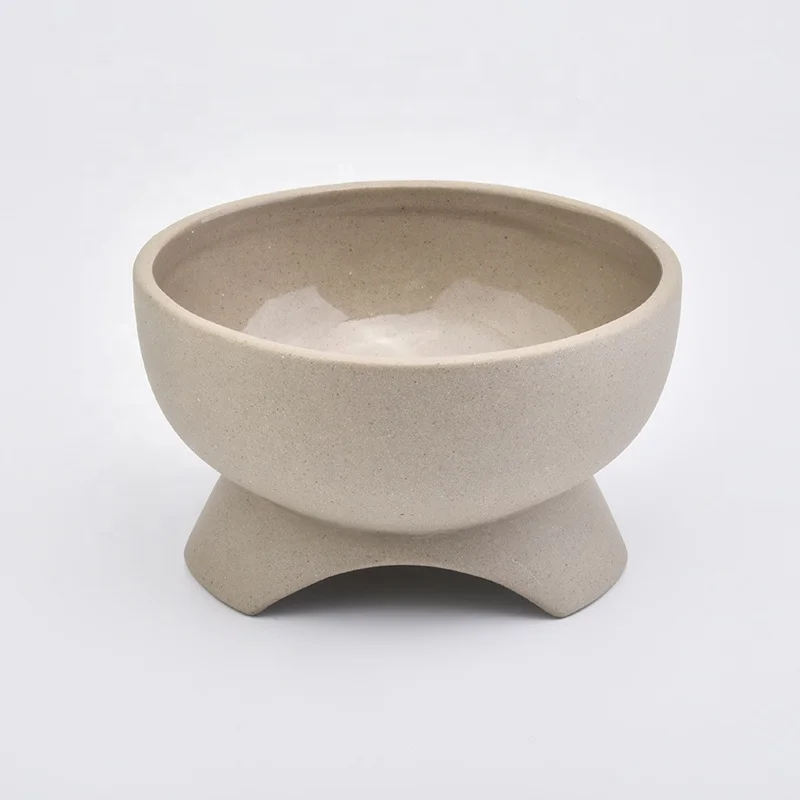 Handmade frosted finish ceramic candle containers votive scented candle vessels with base home decoration use