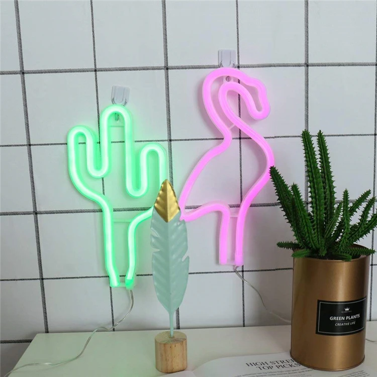 Cactus Custom Flexible USB Battery Powered Operated RGB Flex Led Strip Neon Sign Light For Rooms