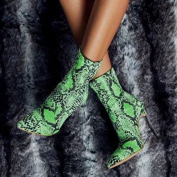 neon snake print boots
