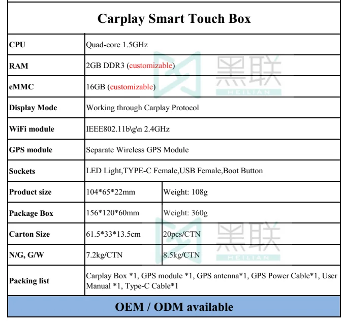 Automotive CarPlay Smart Box Car Video Interface for universal cars apple carplay
