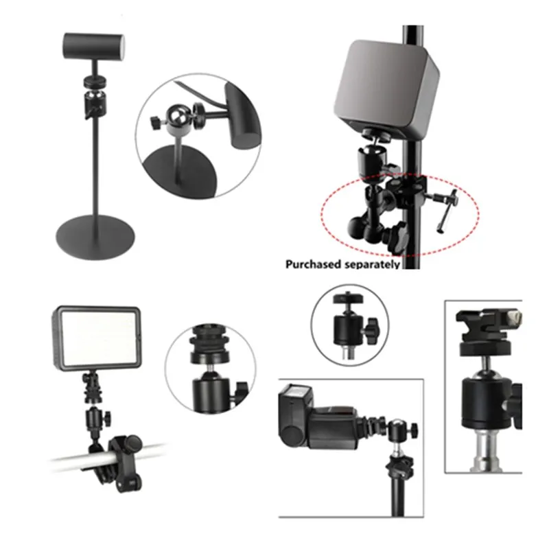 Walway Straight Triple Head Bracket Tripod Mount for 1/4 inches Screw DSLR Camera LED Light Flash Light Microphone and More with Hot Shoe Socket 