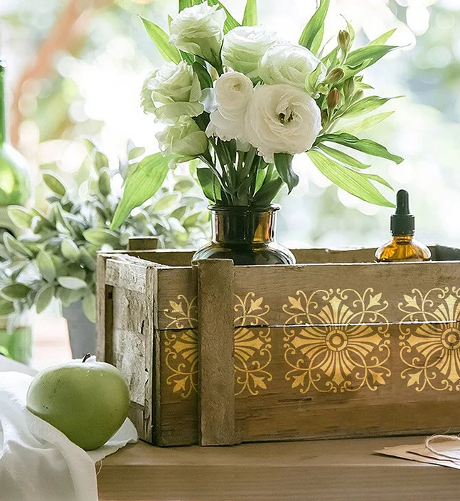 Laser Cut Painting Flower Stencil Floor Wall Tile Fabric Wood Plastic