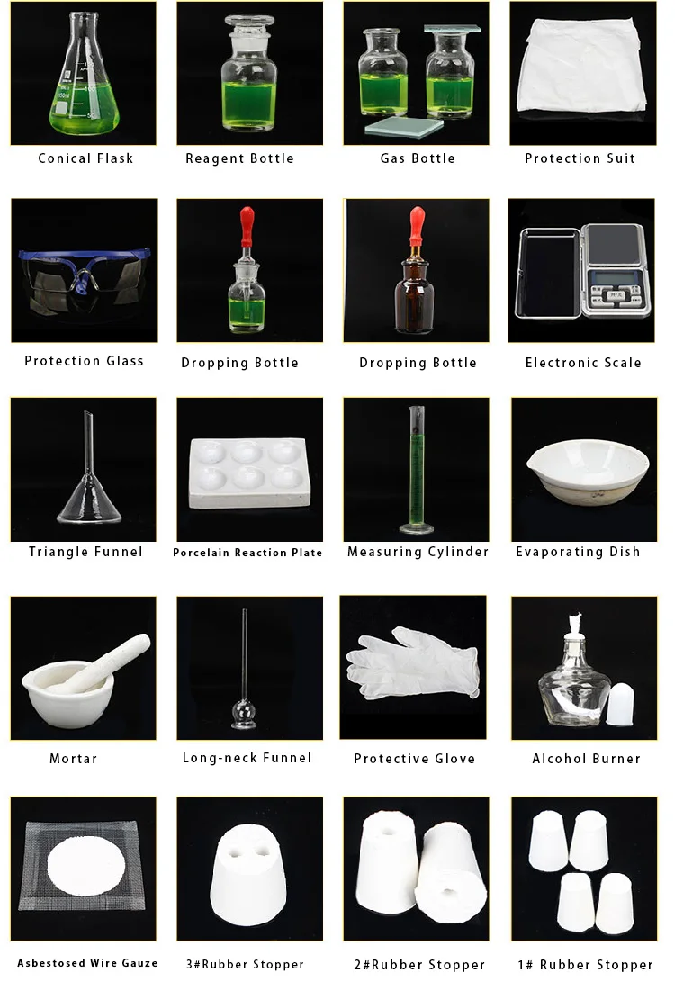 用於學校教學和家庭實驗的驚人組合化學實驗室玻璃器皿套件