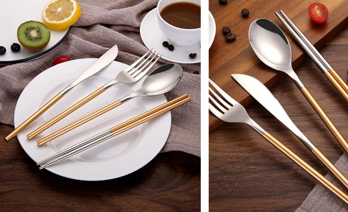 Velkoobchodní příbory z nerezové hůlky lžičky vidlice a sada stříbrných nožů 13