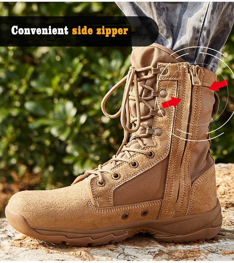 Yakeda Swat Shoes Ankle Outdoor Training Zipper Genuine Leather Army ...