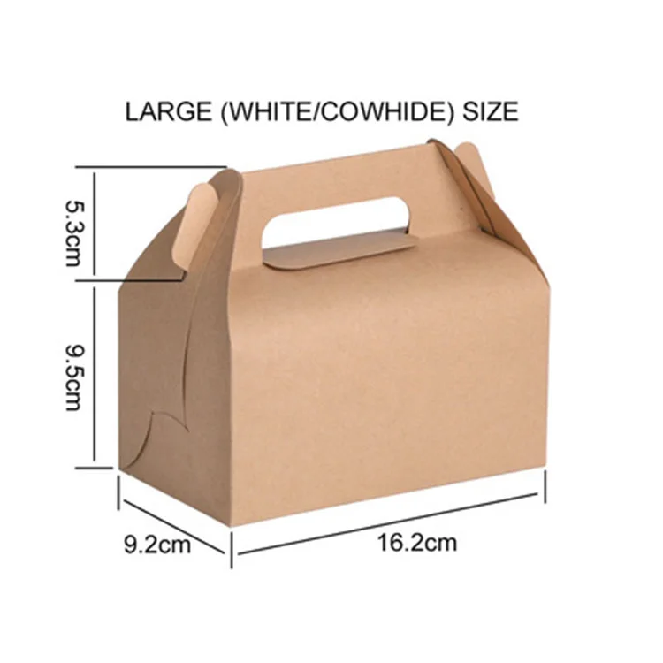 Wholesale Custom Portable Kraft Paper Cake Food Box Bulk Cheap Wedding Gable Box Cake Packaging