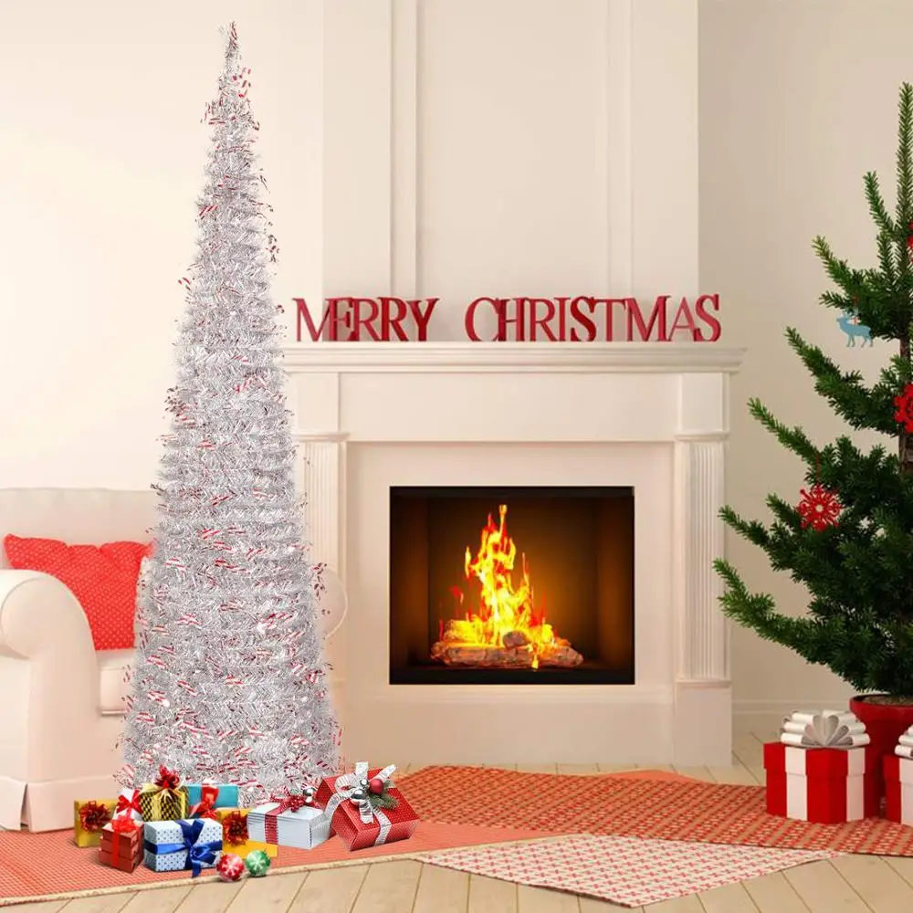5ft ポップアップクリスマス見掛け倒しツリースタンドで簡単アセンブリ休日クリスマスシルバースーパーフラッシュツリー Buy プルアップ クリスマスツリー Product On Alibaba Com