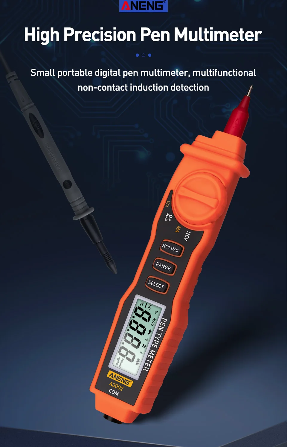 A3002 Digital Multimeter Pen Type 4000 compte avec contact vrac AC s5y4 
