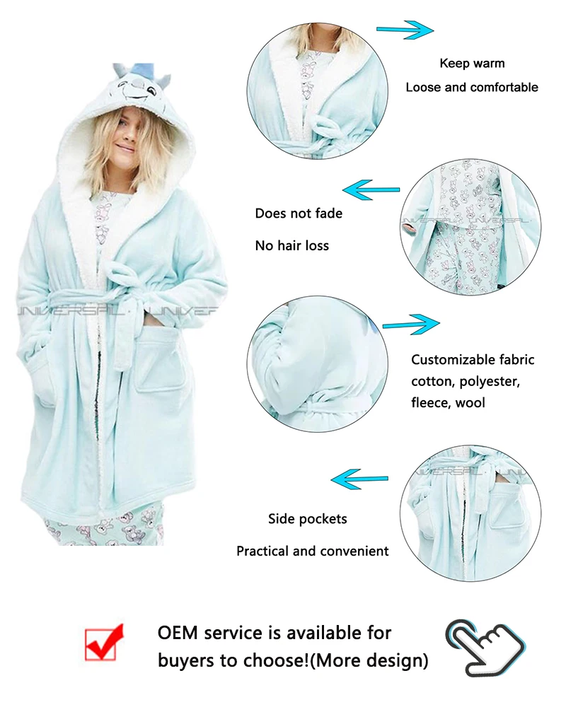 Popular coral fleece soft fabric cute cartoon winter warm pajamas women