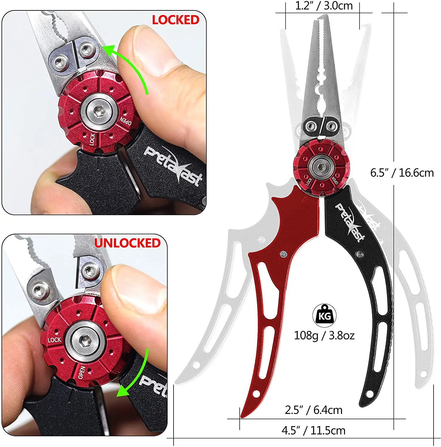 Pretalcast Stainless Steel Locking Fishing Pliers Fishing Multitools