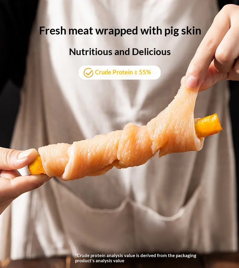 Dog Snack Pig Skin Grinding Stick Wrapped Duck & Chicken Dried Teddy Bear Bite Resistant Tooth Cleaning Pet Food manufacture