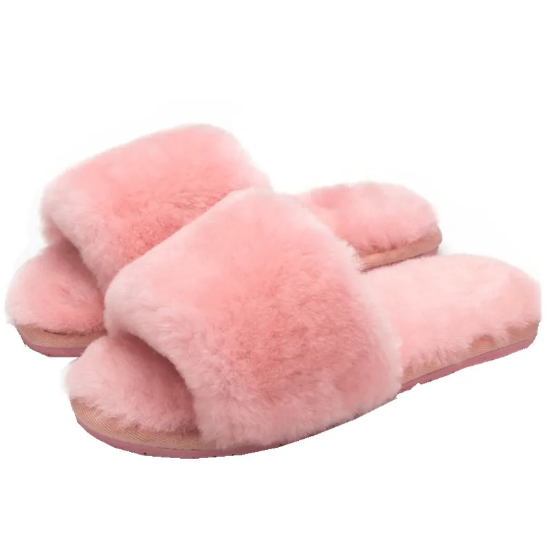 furry open toe slippers