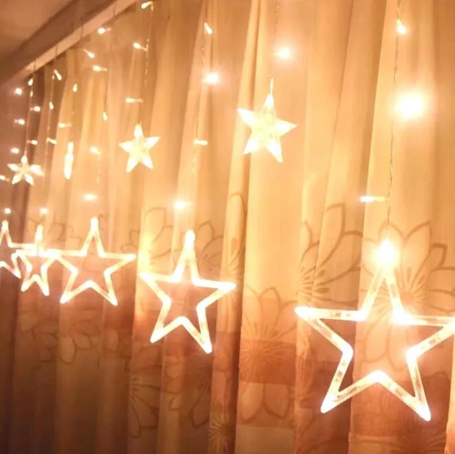 Hot Sale LED Five-pointed  Festival Room Decoration Star Light Christmas  Icicle Light curtain lights