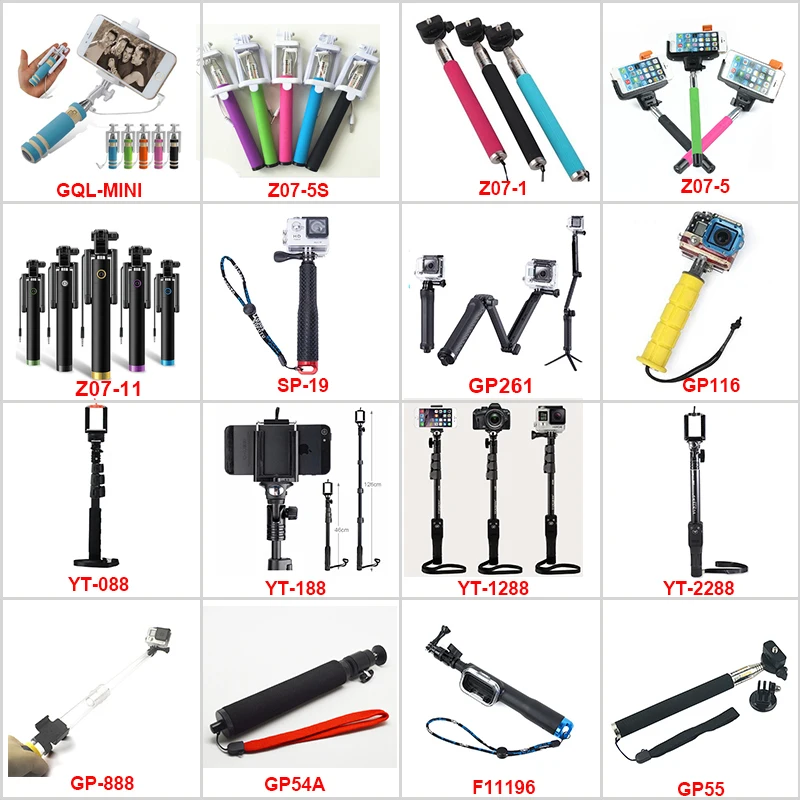 Factory sale Waterproof Handheld SP 19 inch Extendable Selfie Stick Monopod for Go pro Cameras