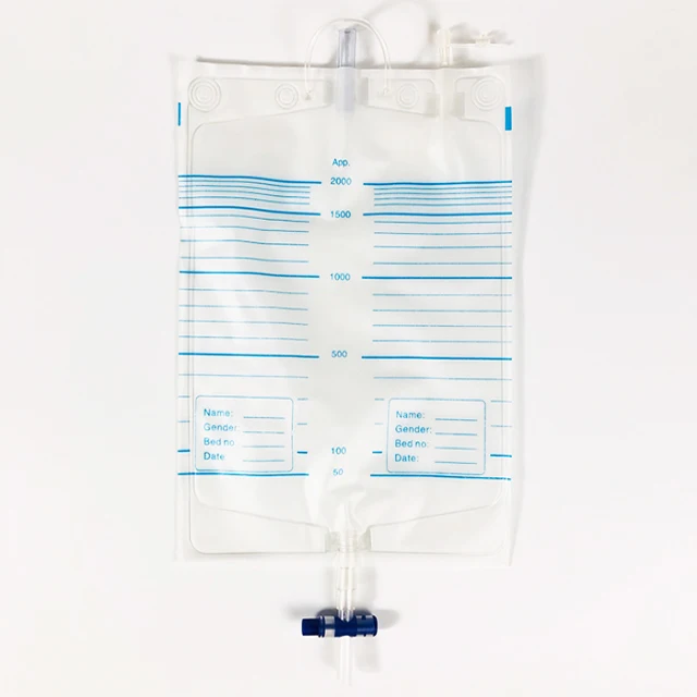 Adult urine drainage disposable medical Urine collection bags 1000ml 2000ml PVC with cross valve