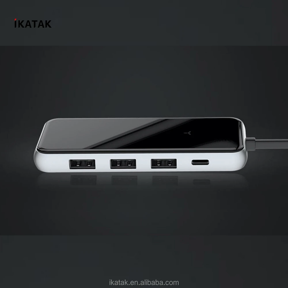 IKATAK 2020 New Aluminum Acrylic USB-C Adapter 3 USB3.0 HDMI PD Charging USB C Hub