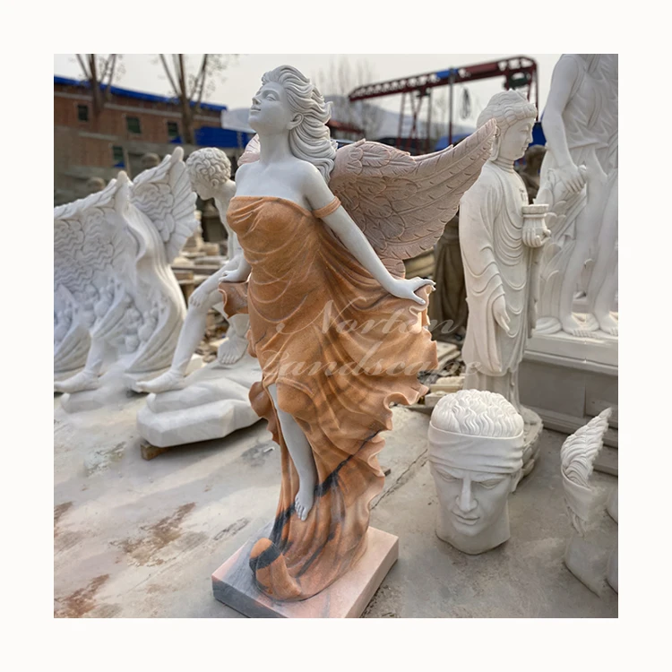 Custom Large Colored Stone Marble Angel Art Statues Sculpture For
