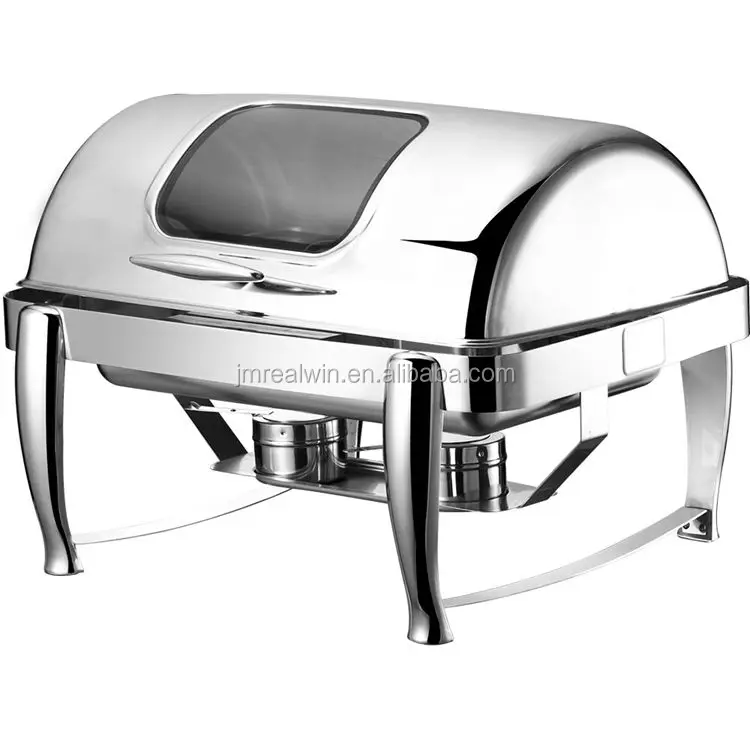 Commercial Buffet Chafer Dish Electric Heater 9l Roll Top Glass Lid