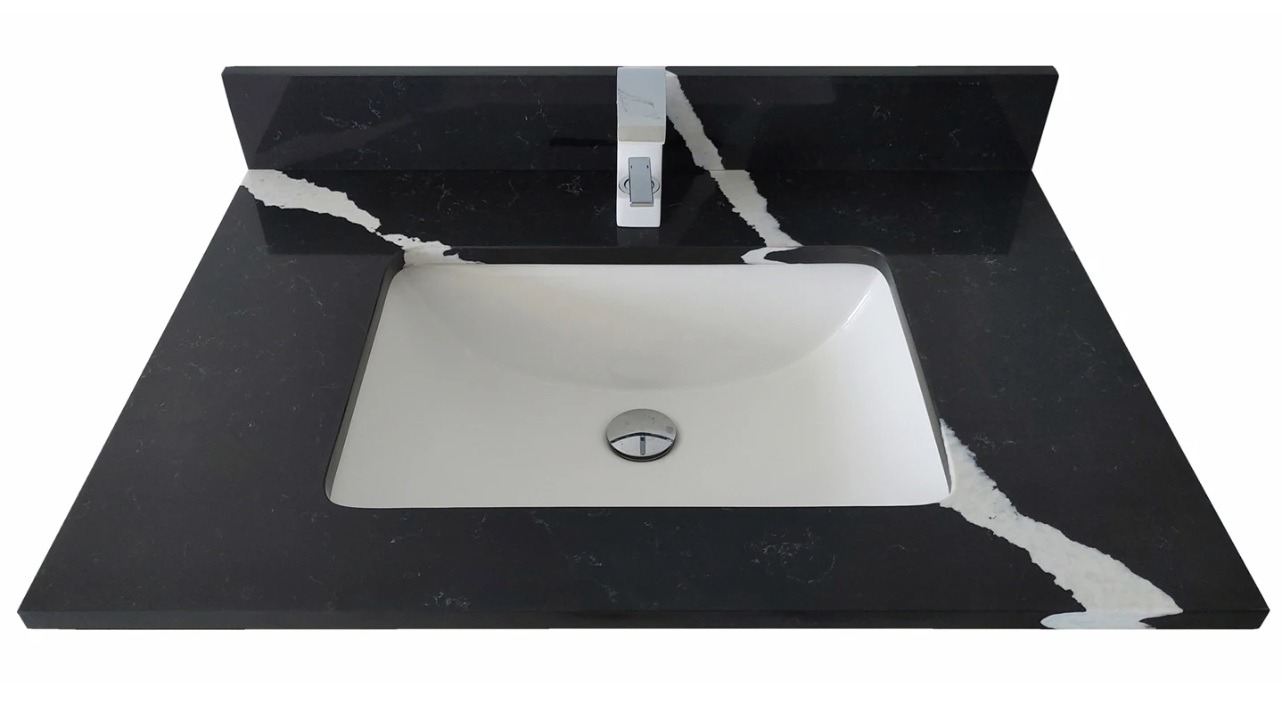 Calacatta Black Quartz Bathroom Vanity Tops Buy Quartz Bathroom