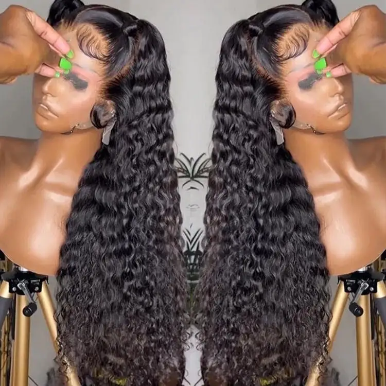 100% Unprocessed Human Hair Wig, on sale Deep Wave Wig