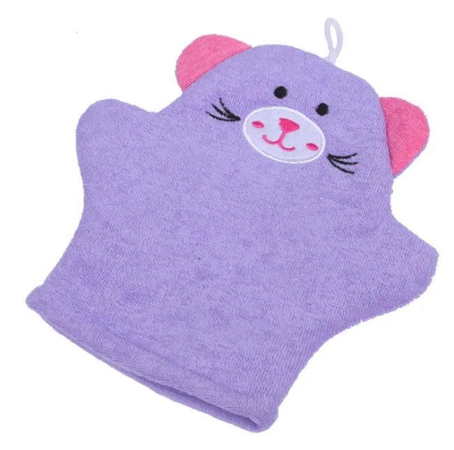 Animal Shape Cotton Mitt Puppet Wash Cloth Bath Brush Bath Gloves For