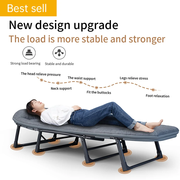 Reclining Folding Bed With Back Adjustable Camping Fishing Folding