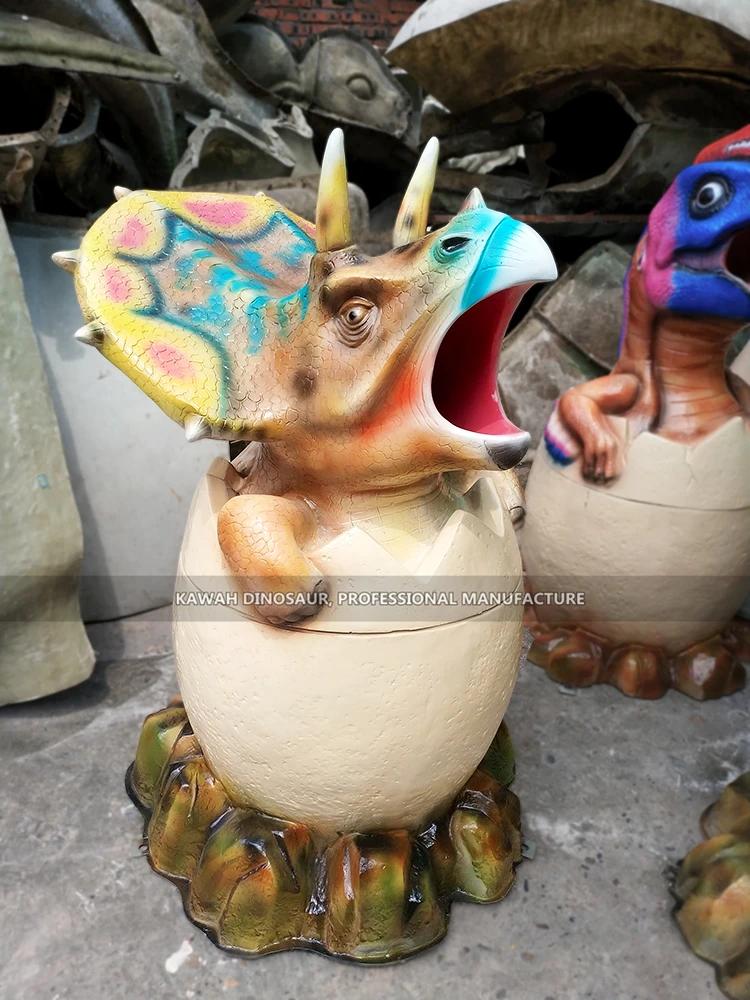 Dinosaur Park Decoration Fiberglass Dinosaur Garbage Trash Can Funny Dino Trash Can For Sale