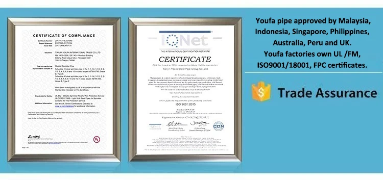 UL Certificate A795 Red Painted Steel Pipe Red Powder Coated Fire Fighting Steel Pipe