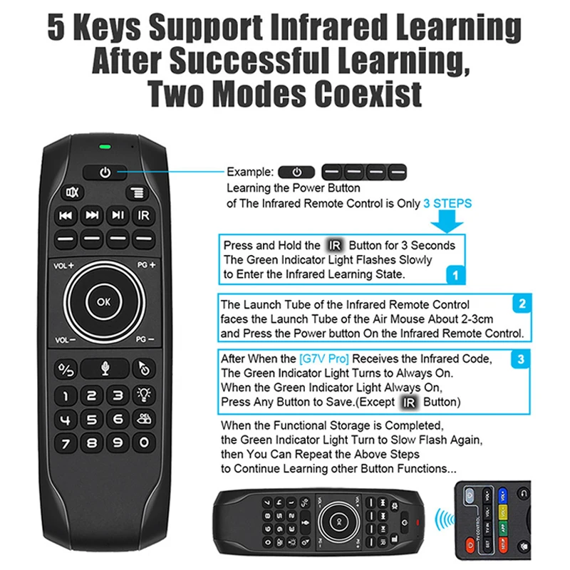 INTELLIGENT BACKLIT G7VPRO AIR MOUSE SMART 2.4G IR WIRELESS KEYBOARD VOICE REMOTE CONTROL FOR ANDROID TV BOX