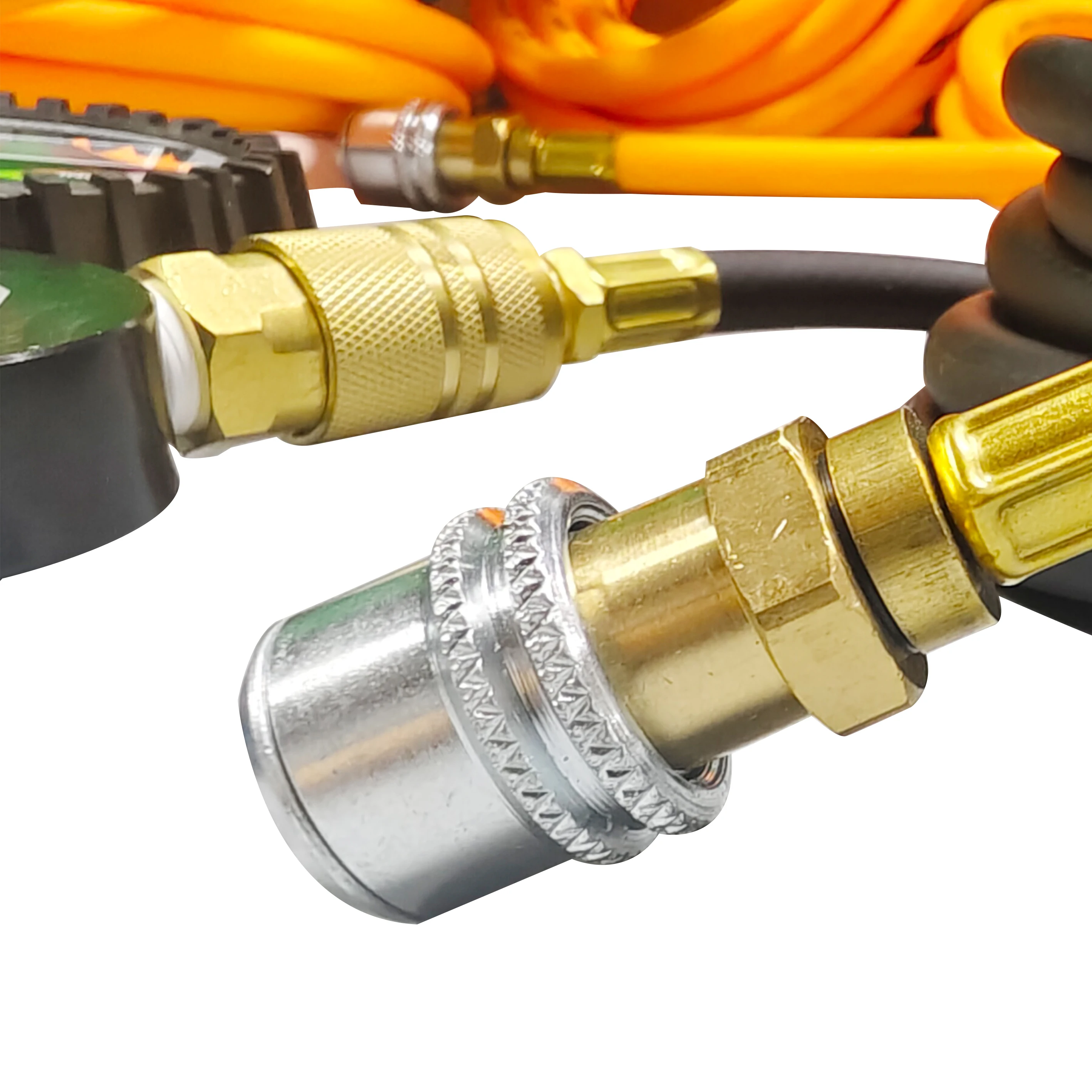 Air Hose Splitter With Gauge And Hose Tire Pressure Equalizer Inflator