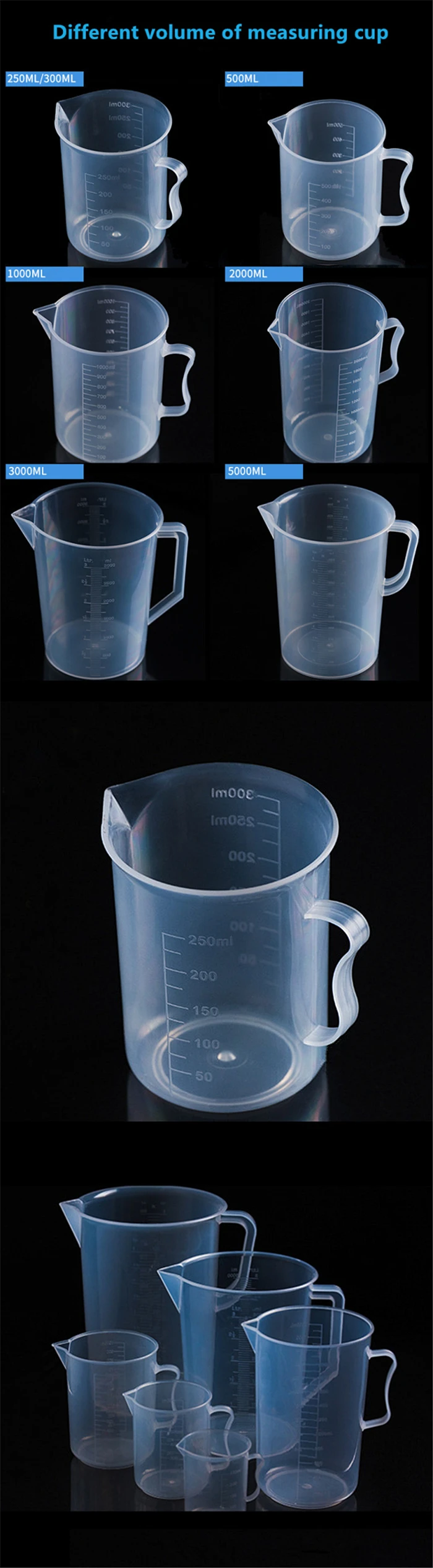 Different Size Eco Friendly PP Plastic Kitchen Oil Measuring Jug