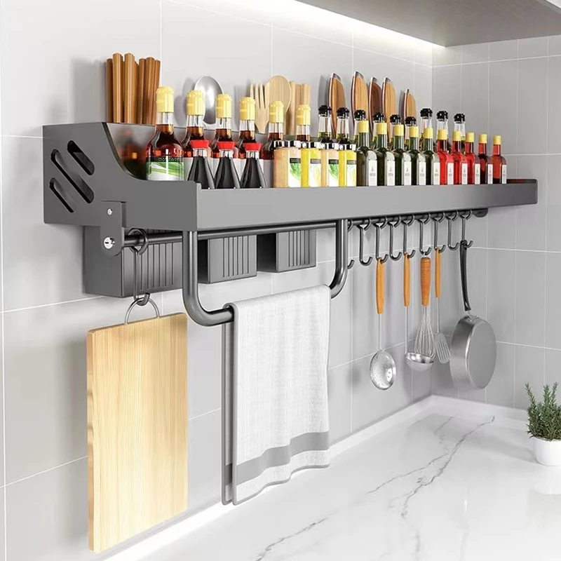 Stainless Steel Wall Mounted Knife Holder & Spice Rack