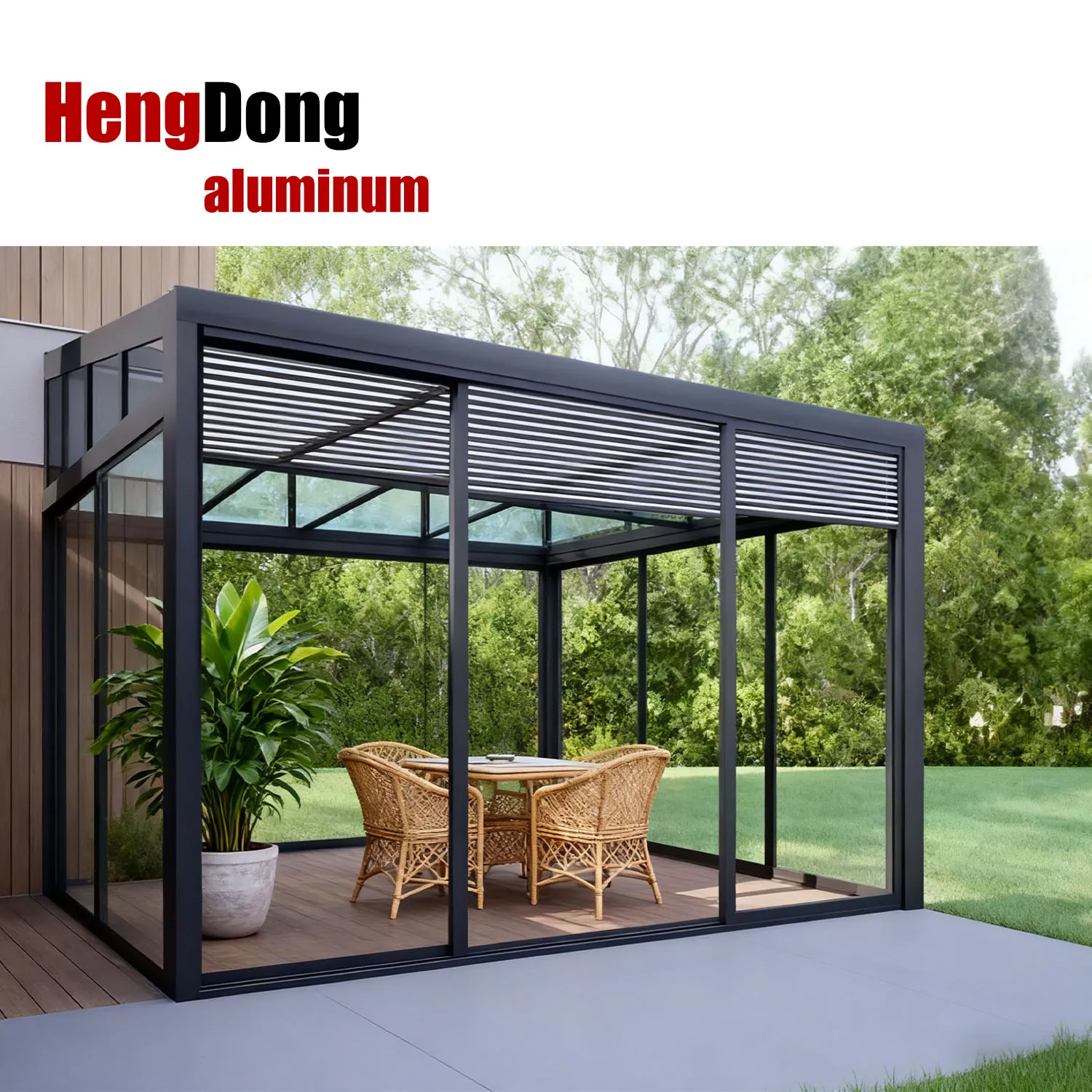 Direct Factory Selling Aluminum Frame Greenhouse with Polycarbonate Roof Glass Garden Morden Aluminium Greenhouse details
