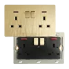 British/BS/UK 250V~ 13A single pole SP double dual 3 pin plug socket/13amp 2x3 hole rectangular power wall switch socket outlet
