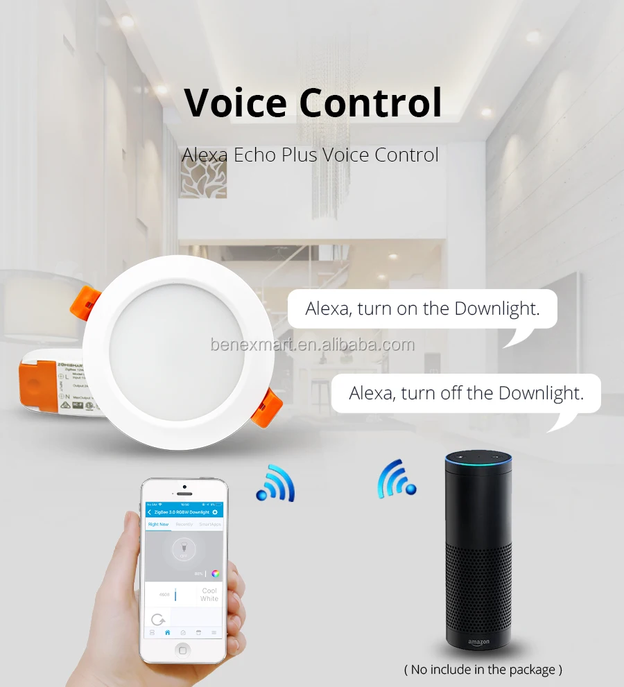 Benexmart ZigBee 3.0 Downlight Kit Smart RGBW 3.5 Inch 12W Led Recessed Ceiling Light Work with Smartthings Echo Smart Lighting - ANKUX.COM