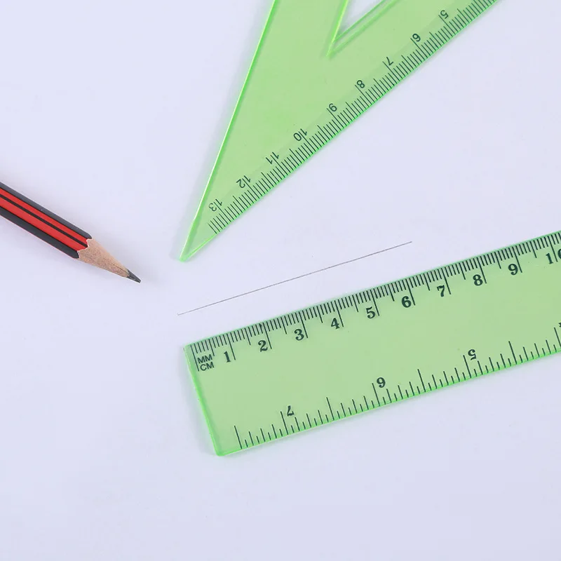 Student Exam Stationery Learning Supplies Four-Piece Plastic Ruler Set with Straight Triangle Measuring Board