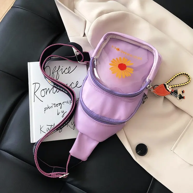 fashion most popular women chest ita bag with clear PVC window for pins custom design transparent ita bag