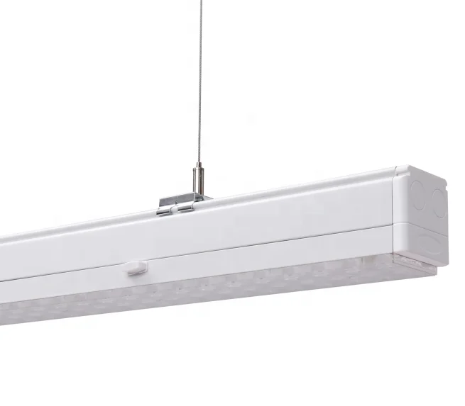 Linkable 60W 75W Linear Trunking System Hanging Led Batten Light Self Lock Installation Suspending Led Shop Lamp