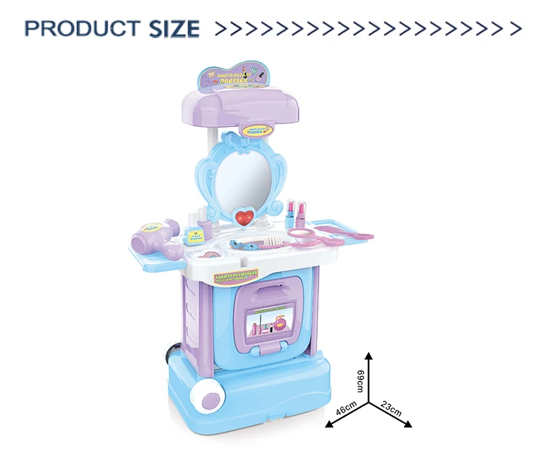 Jugetes Toy Portable Girls Dresser Dressing Table Kids Beauty Toy Makeup Table With Light And Music